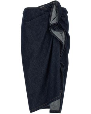 Dries Van Noten Draped Denim Skirt - Blue
