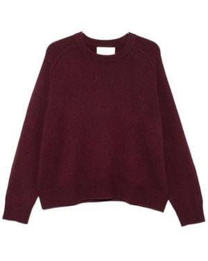 Soft Goat Long-Sleeve Knitted Pullover - Red