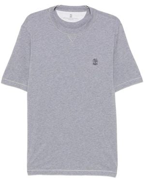 Brunello Cucinelli Logo-Embroidered T-Shirt - Grey