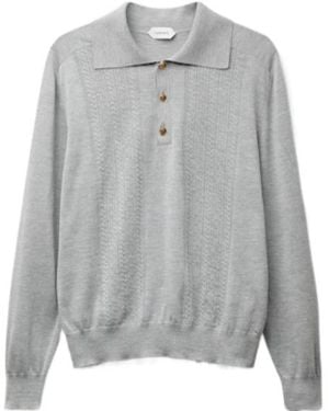 Versace Silk-Cotton Knit Polo - Gray