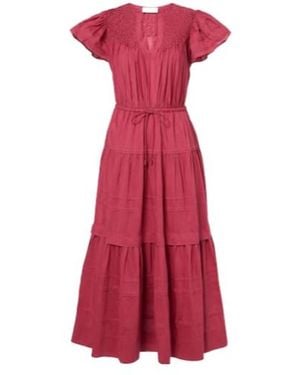 Ulla Johnson Pleated Midi Dress - Red