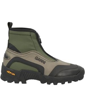 Ganni Low-Heel Hiking Boots - Green