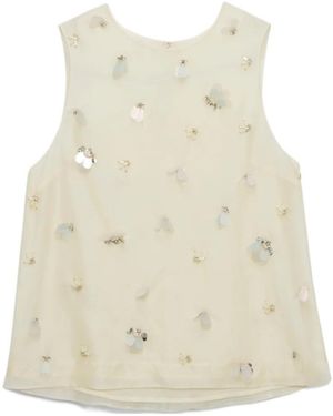 Jonathan Simkhai Embellished Organza Top - Natural
