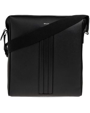 Bally Mythos Logo Lettering Striped Messenger Bag - Black