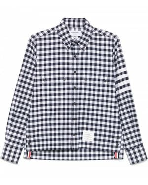 Thom Browne Check Shirts - Blue