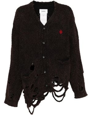 Doublet Distressed-Effect Knitted Cardigan - Black