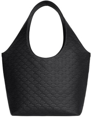 Celine Cabas Calfskin Shopper Bag With Embossed Triomphe - Black