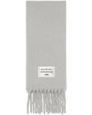 Acne Studios Logo Patch Fringed Scarf - White