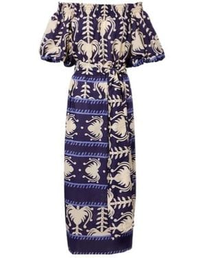 Johanna Ortiz Printed Poplin Midi Dress - Blue