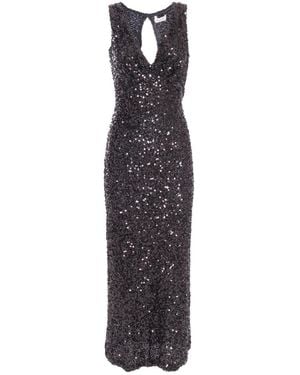 P.A.R.O.S.H. Sequin-Embellished V-Neck Sleeveless Dress - Purple