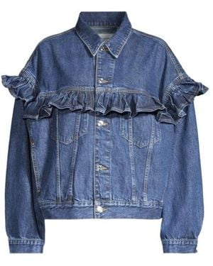 FRAME Ruffled Denim Jacket - Blue