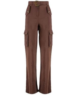 Versace Jeans Couture Couture Crinkled-Finish Belted Cargo Pants - Brown