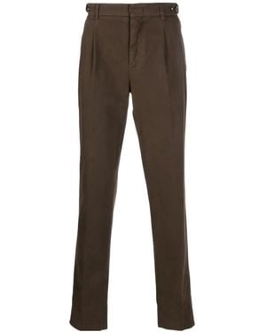 Peserico Waist-Tab Cotton Trousers - Brown