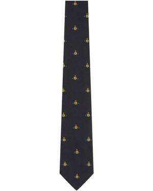 Vivienne Westwood Orb Jacquard Slim Tie - Black