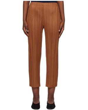 Pleats Please Issey Miyake Pleated Casual Trousers - Brown