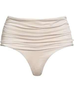 Max Mara High-Waisted Metallic Swim Trunks - Natural
