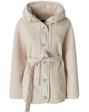 Pinko Long Sleeved Hooded Snapped Jacket - Natural
