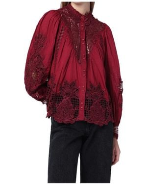 FARM Rio Garden Guipure Blouse - Red
