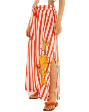 FARM Rio Striped Palazzo Trousers - Orange