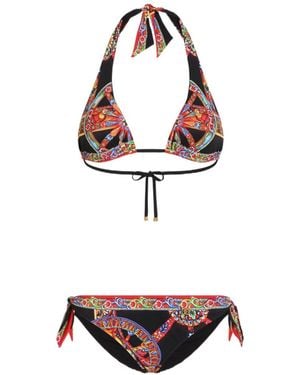 Dolce & Gabbana Carretto-Printed Triangle Bikini Set - White