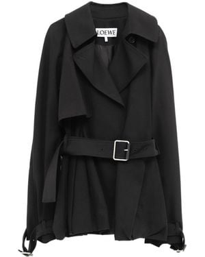 Loewe Buckled Collared Coat - Black