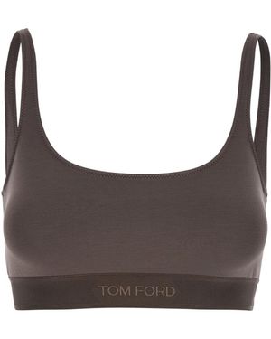 Tom Ford Logo Underband Bralette Bra - Gray