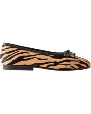 Loeffler Randall Zebra-Print Calf Hair Ballet Flats - Brown
