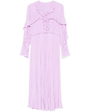 Alberta Ferretti Ruffled Pleated Maxi Dress - Pink
