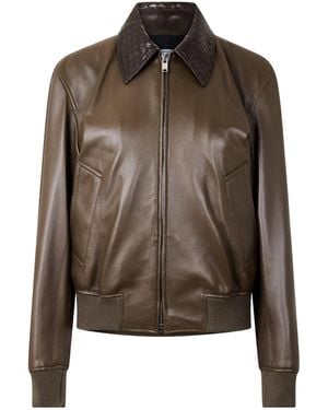 Bottega Veneta Smooth Leather Bomber Jacket - Brown