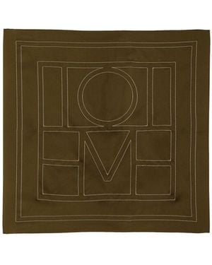 TOTEME Monogram-Embroidered Silk Scarf - Green