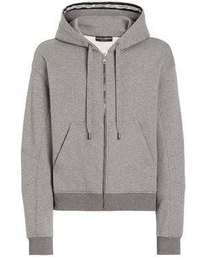 Dolce & Gabbana Zip-Up Drawstring Hoodie - Grey