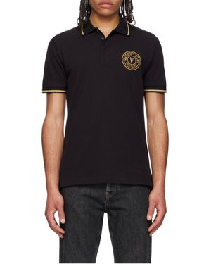 Versace Jeans Couture Couture Logo Embroidered Polo Shirt - Black