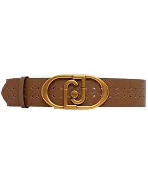 Liu Jo Openwork Logo Buckle Belt - Brown