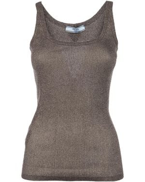 Prada Ribbed Tank Top - Brown
