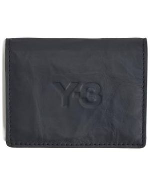 Y-3 Logo Debossed Crinkle Effect Wallet - Grey
