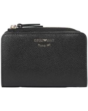 Emporio Armani Logo Stamp Zip-Up Wallet - Black