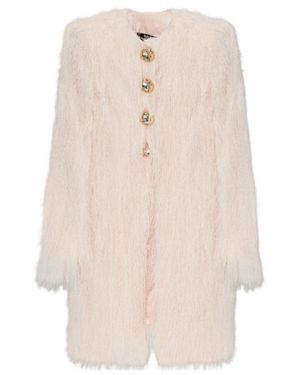 Balmain Long Sleeved Fringed Coat - White