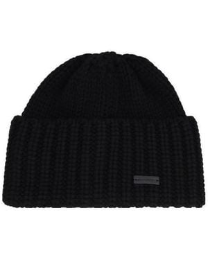 Saint Laurent Logo Patch Beanie - Black