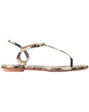 Aquazzura Checked Raffia Sandals - Multicolor