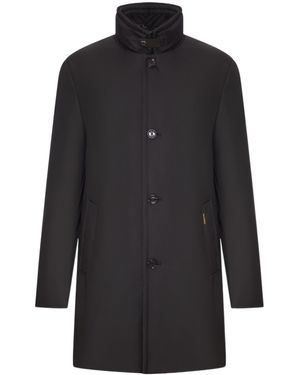 Moorer Bond-Wi Button-Fastening High-Neck Coat - Black