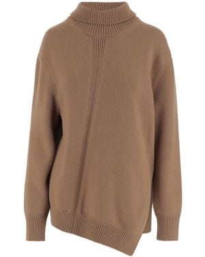 Jil Sander Asymmetrical Hem Jumper - Brown