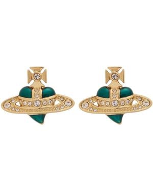 Vivienne Westwood Heart-Shaped Diamond Stud Earrings - Metallic
