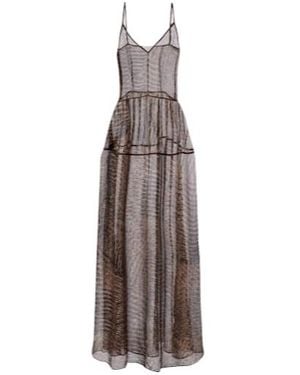 JACQUES WEI Printed Semi-Sheer Silk Maxi Dress - Brown