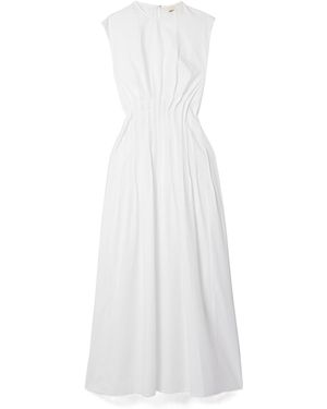 KHAITE The Wes Pintuck-Detail Midi Dress - White