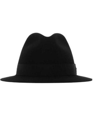Saint Laurent Logo Plaque Fedora Hat - Black