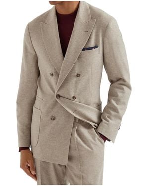 Brunello Cucinelli Double-Breasted Patch-Pocket Blazer - Natural