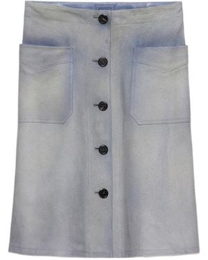 Prada Buttoned Suede Skirt - Blue