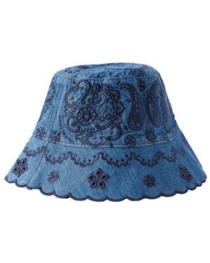Zimmermann Embroidered Denim Bucket Hat - Blue