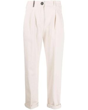 Peserico Slim-Cut Tapered-Leg Trousers - White
