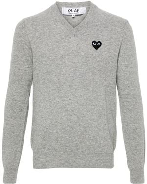 COMME DES GARÇONS PLAY V-Neck Jumper - Grey